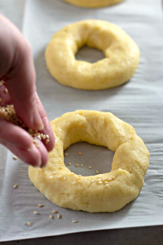 prepping gluten free keto bagels