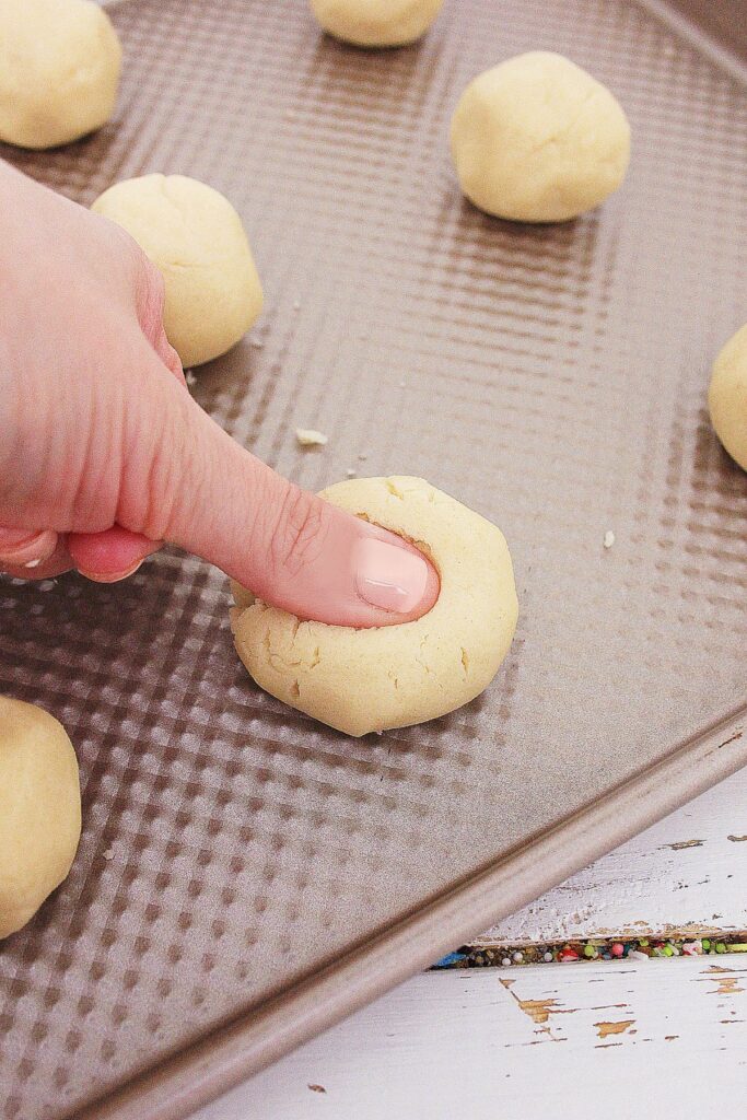 making pumpkin thumbprint cookies