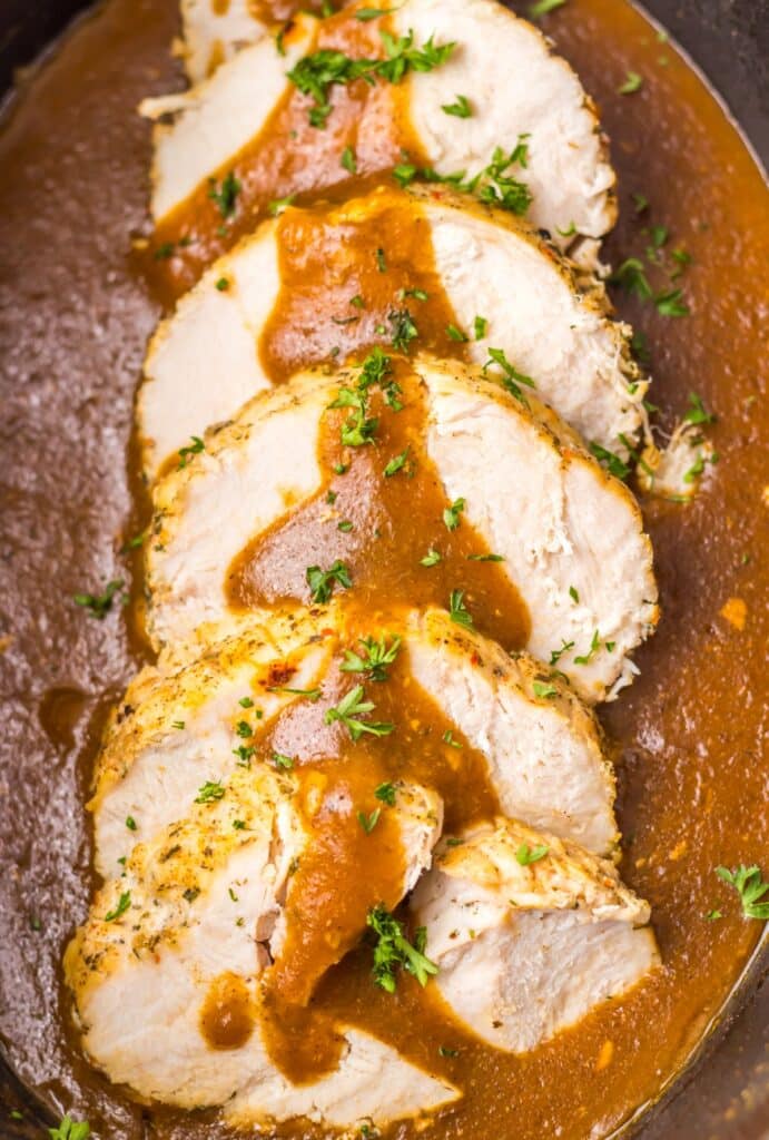 slow cooker Thanksgiving turkey and gravy recipe for the holidays