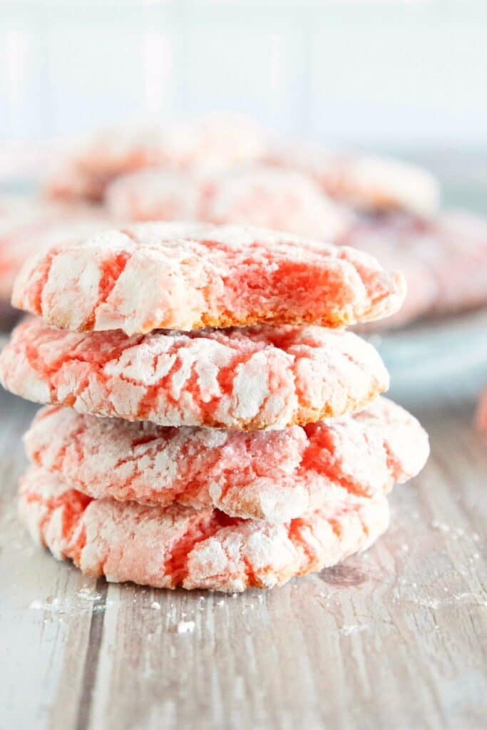 strawberry crinkle cookies recipe made from cake mix